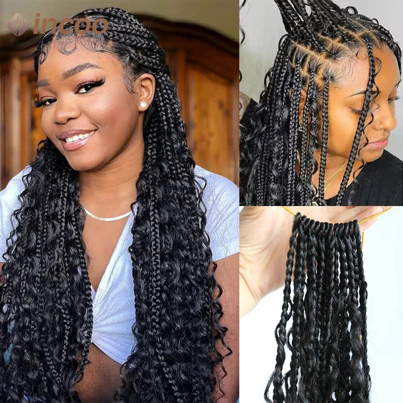 32" Full Lace Front Boho Box Braided Wigs