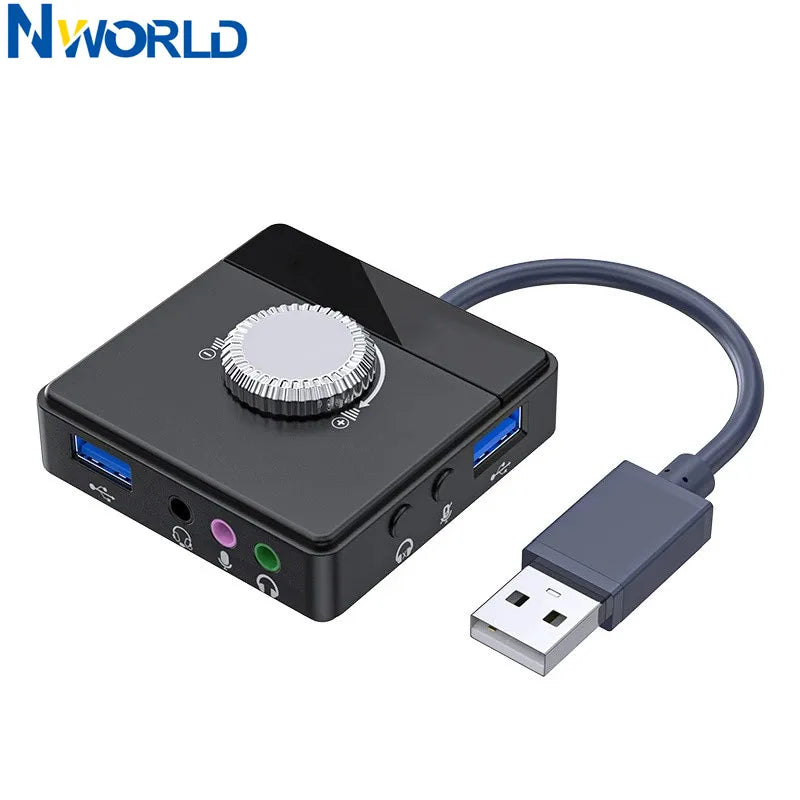 Nworld USB External Sound Card 3 Ports To