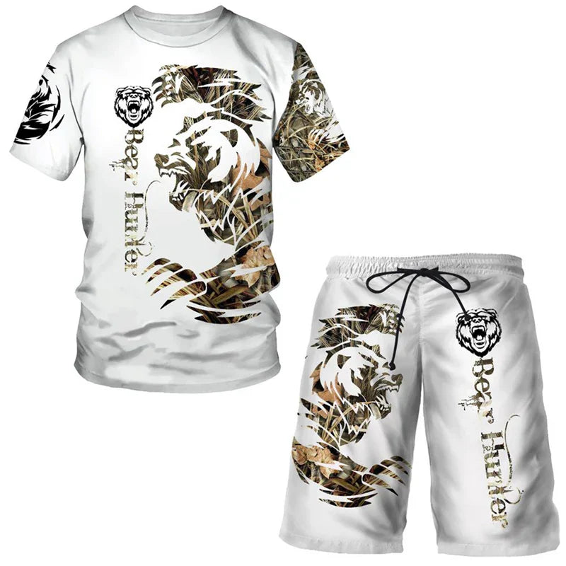2023 Men T-shirt Set Tracksuit Training Wear Lion