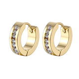 New Trendy Round Hoop Earrings Simple Zircon Stainless