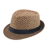 Stitching Color Geometry Shade Men Straw Hat Spring