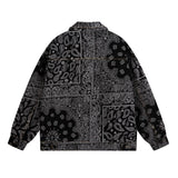 Men Paisley Bandana Print Denim Jacket Streetwear Pattern