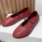 2023 New Genuine Leather Ballerina Flat Loafers Women
