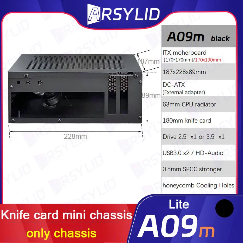 A09m 3.8L ITX Chassis Knife Card A4 HTPC