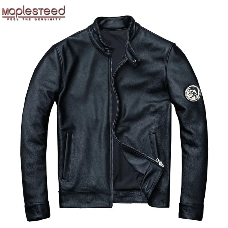 100% Natural Calfskin Leather Jacket Men Skin Jackets