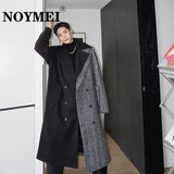 NOYMEI Autumn Winter Patchwork Korean Style Men's Trench