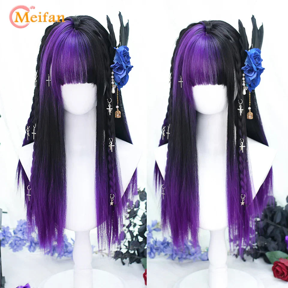 MEIFAN Long Lolita Ombre Harajuku Wig With Bang