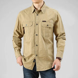 100% Cotton Men's Shirt Solid Color Multi-Pocket High