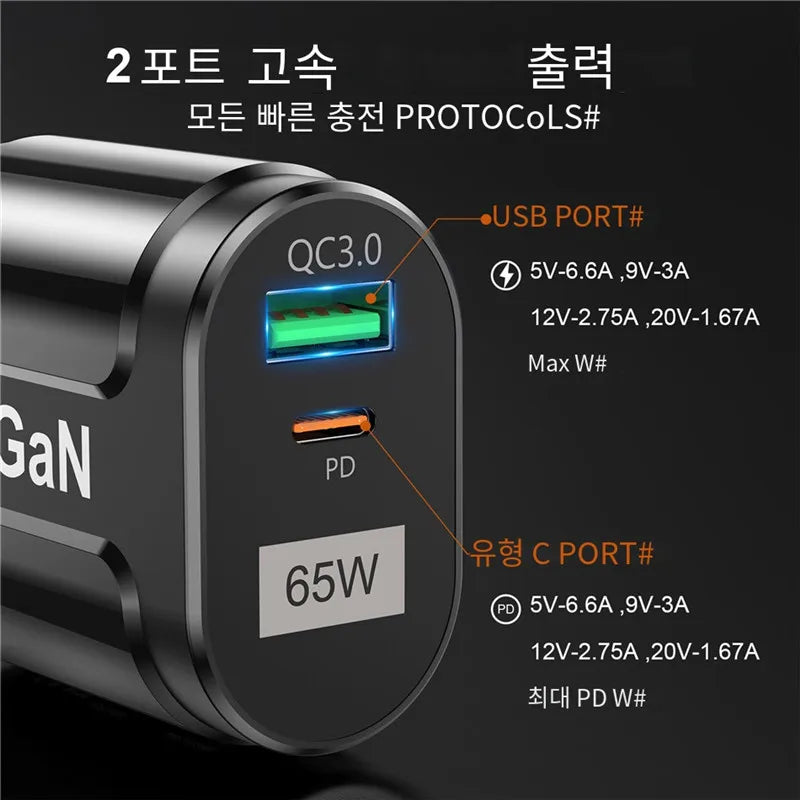 USLION GaN 65W Charger Tablet Laptop Fast Charger