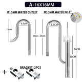 Aquarium 12/16mm stainless steel lily tube, inlet and