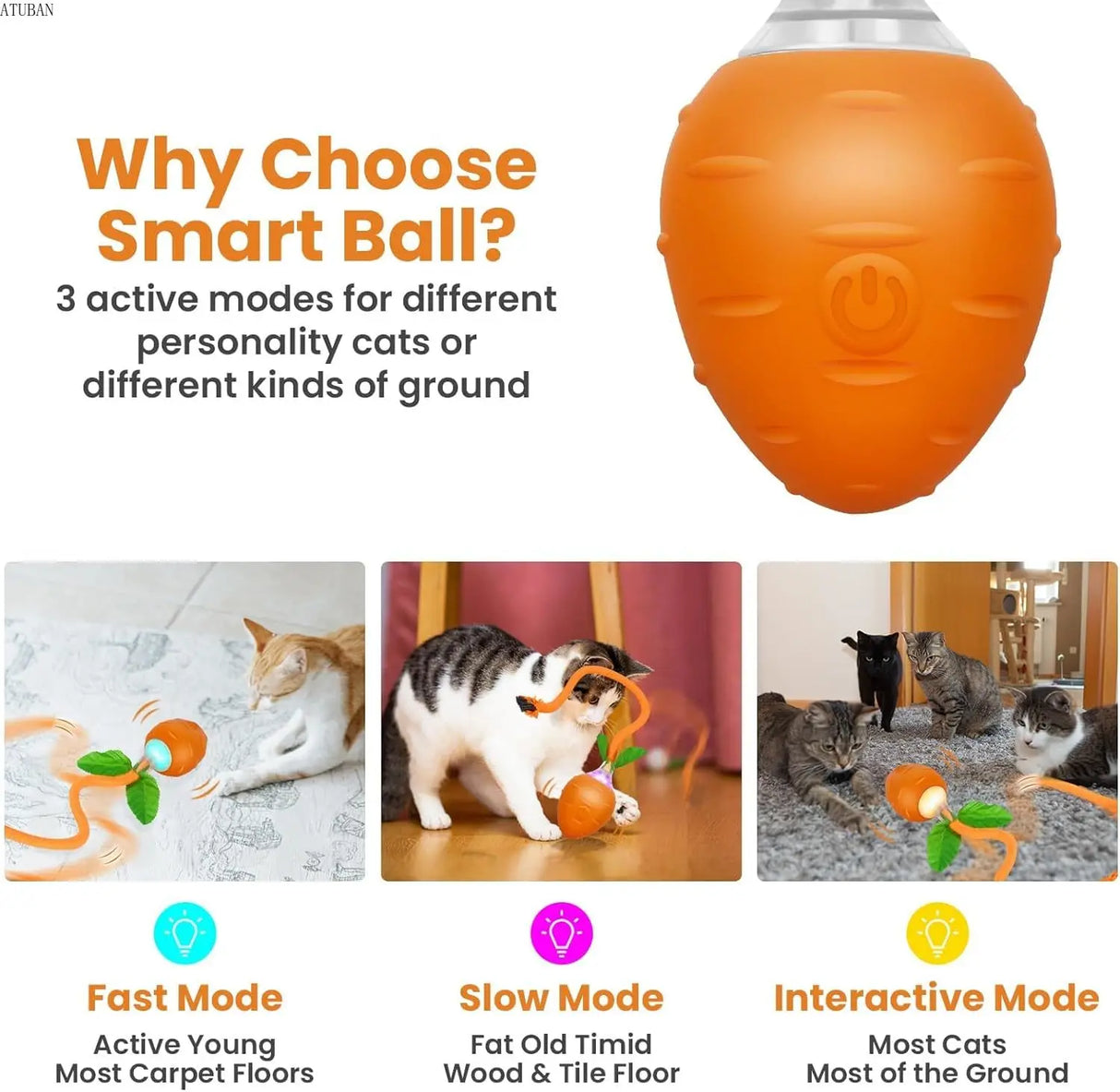 Interactive Cat Toy,3 Working Modes Irregular Motion Trajectory