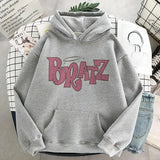 Bratz Letter Printed Plus Size Hooded Sweatshirt Men