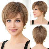 100% Remy Human Hair Wigs Brown Short Pixie