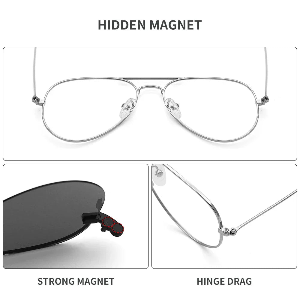 Polarized Sunglasses Men Women Magnetic Clip On Lens