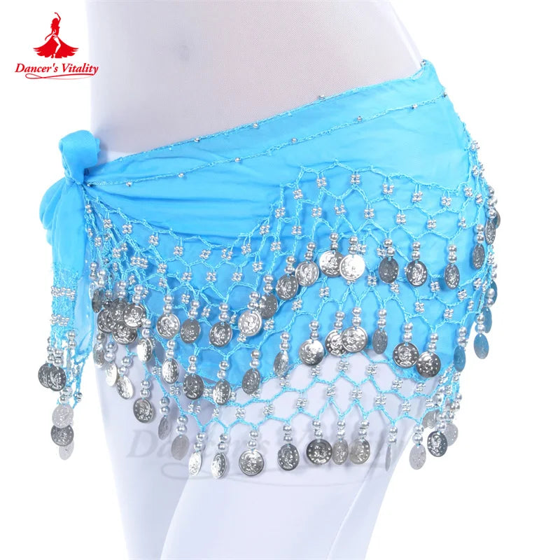 Belly Dance Belt for Women Chiffon Gold Coines