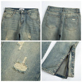 Streetwear Mens Blue Washed Jean Relaxed Fit Side