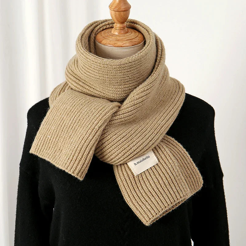 Warm Knitted Wool Soft Scarf Women Solid Korean