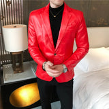 2022 Autumn Leather Jacket Men Slim fit Casual