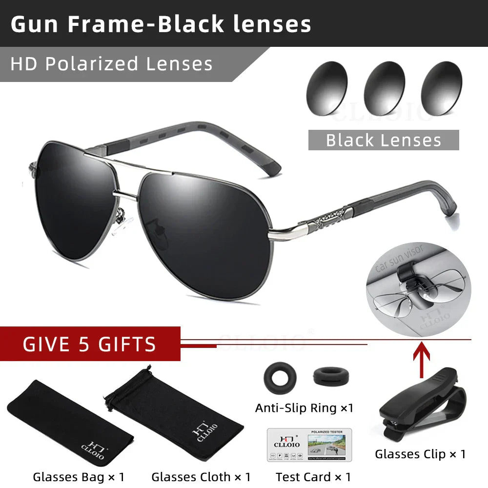 CLLOIO Men Classic Aluminum Polarized Sunglasses Women Driving