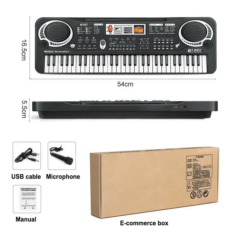 61-key Children's Electronic Piano Keyboard Portable Educational Toy