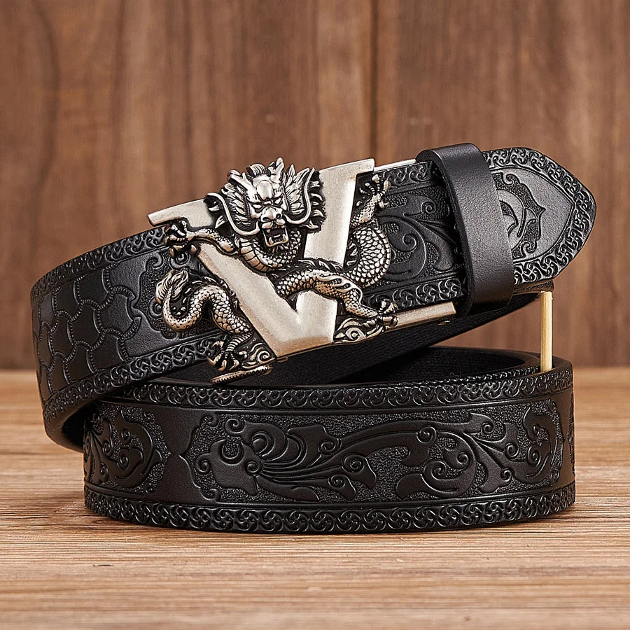 3.5CM V Buckle Cowskin Genuine Leather Belt Quality