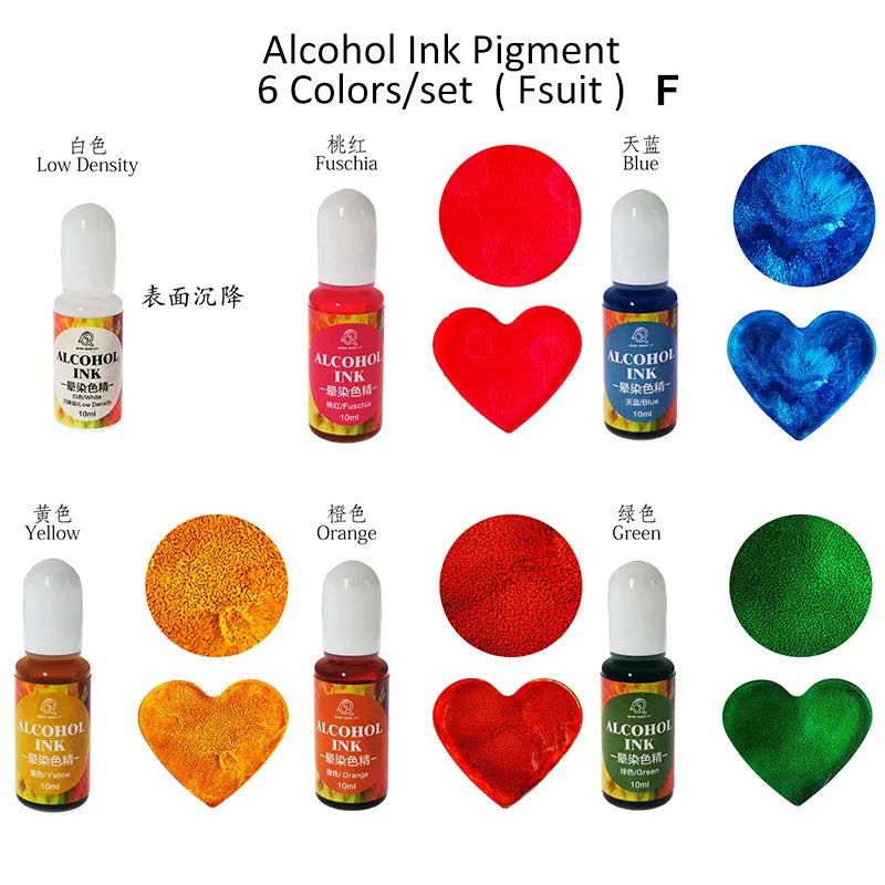 24Colors 10ml Alcohol Ink Set for AB Epoxy