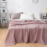 Summer Waffle Plaid Cotton Bed Blanket Throw Thin