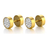 New Trendy Round Hoop Earrings Simple Zircon Stainless