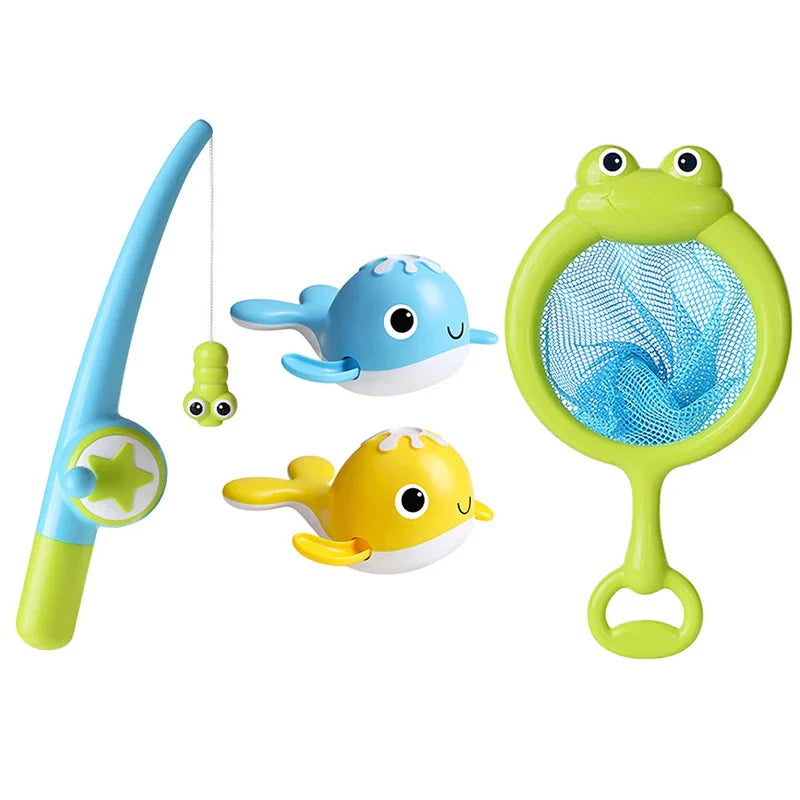 Magnet Baby Bath Fishing Toys Wind-up Swimming Whales