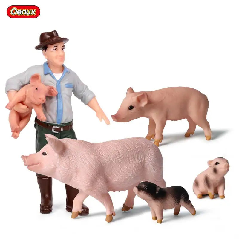 Oenux Farm House Model Action Figures Farmer Motorcycle