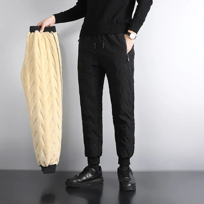 Fleece Cotton Plush Pants Men's Joggers Casual Winter