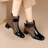 Women Ankle Boots Thick Heels Platform Short Boots