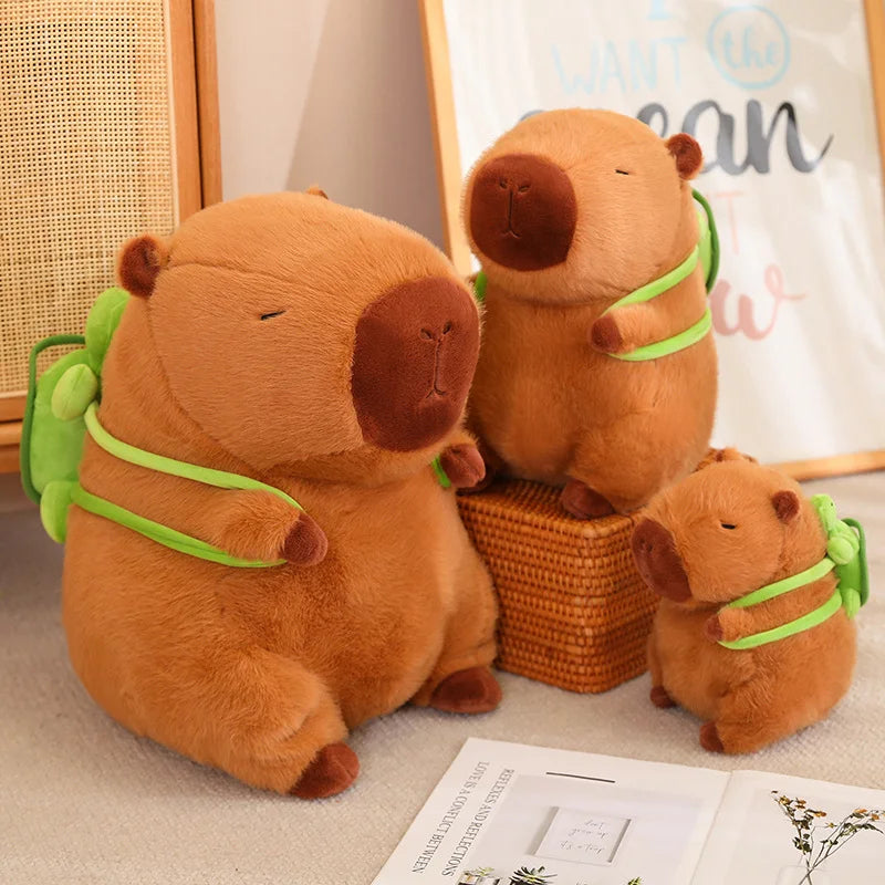 Cute Capybara With Backpack Plush Toys Sitting Lovely