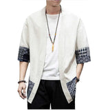 Mens Japanese Kimono Cardigan Loose Cotton Linen 34