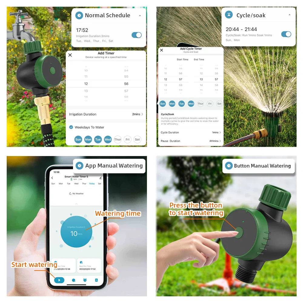 Irrigation Timer Tuya Smart Phone Ip55 Waterproof Blue