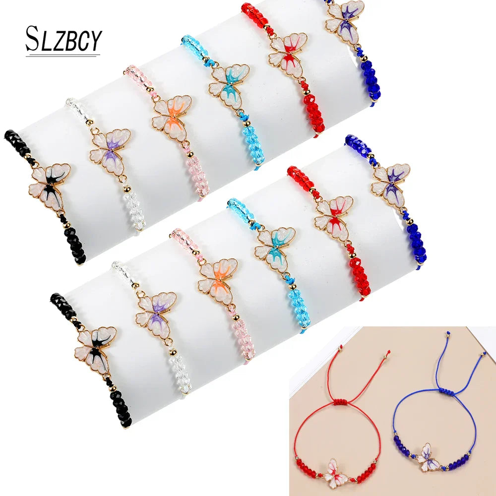 12pcs/lot Acrylic Crystal Bead Chain Butterfly Pendant Bracelet