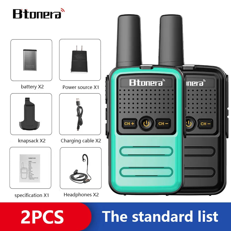 Btoera 2 Pcs Mini Walkie Talkie PMR 446