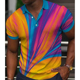 Fashion Men'S Polo Shirt Gradient Line Summer Short