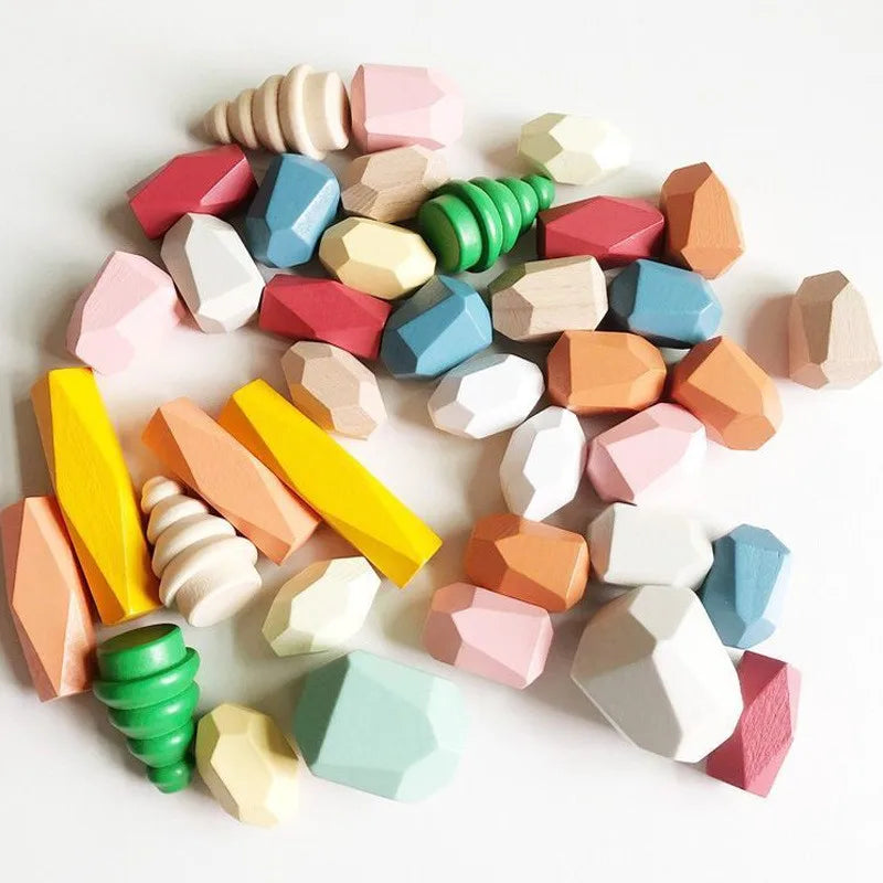 Rainbow Building Block Stacker Stone Shaped Stacking Balancing
