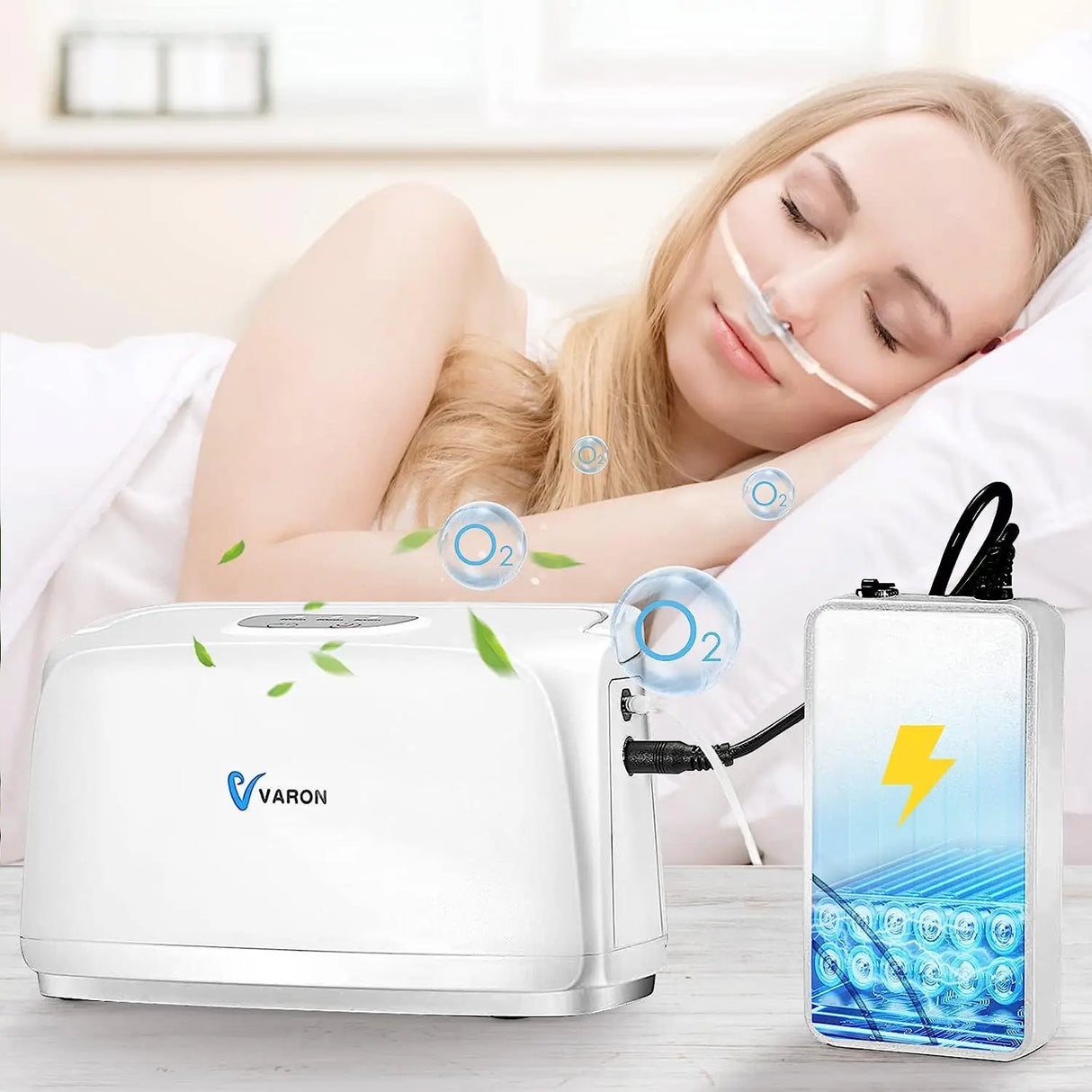 Varon 3L/min Portable Oxygen Concentrator Household Small Battery