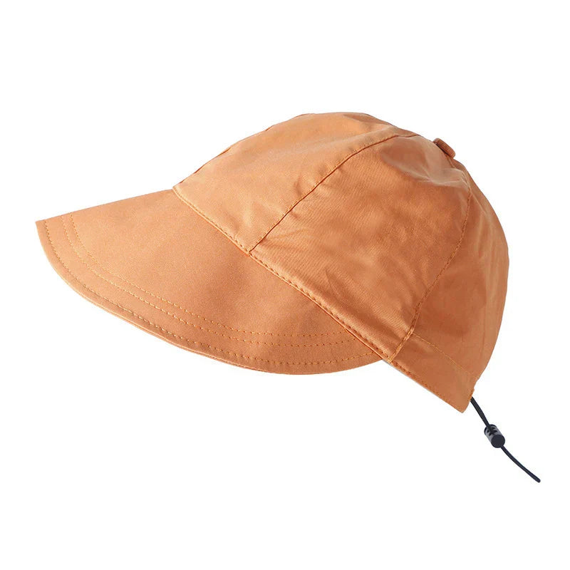 Foldable Wide Brim Ponytail Sun Hat Drawstring Adjustable