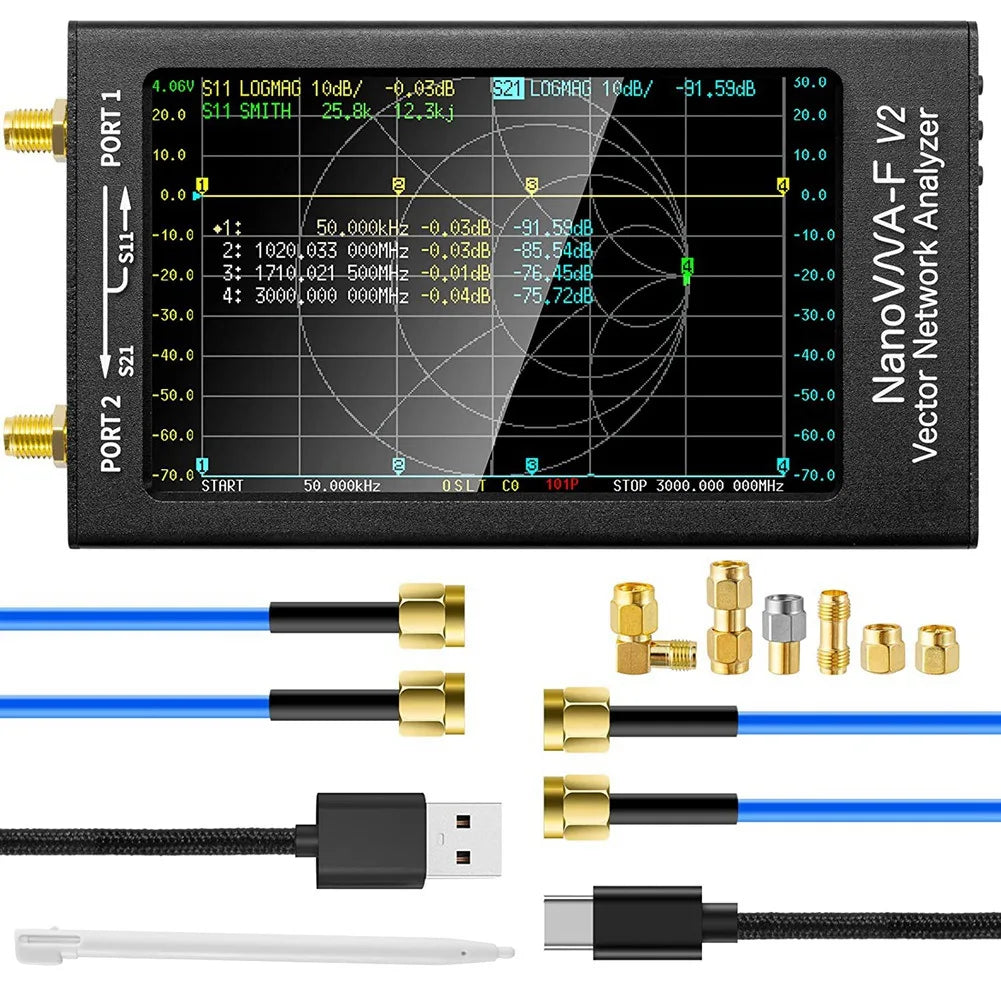 NanoVNA-F V2 Vector Network Analyzer Upgraded 50KHz-3GHz Antenna