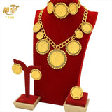 African 24K Gold Color Coins Necklace Bracelet Sets