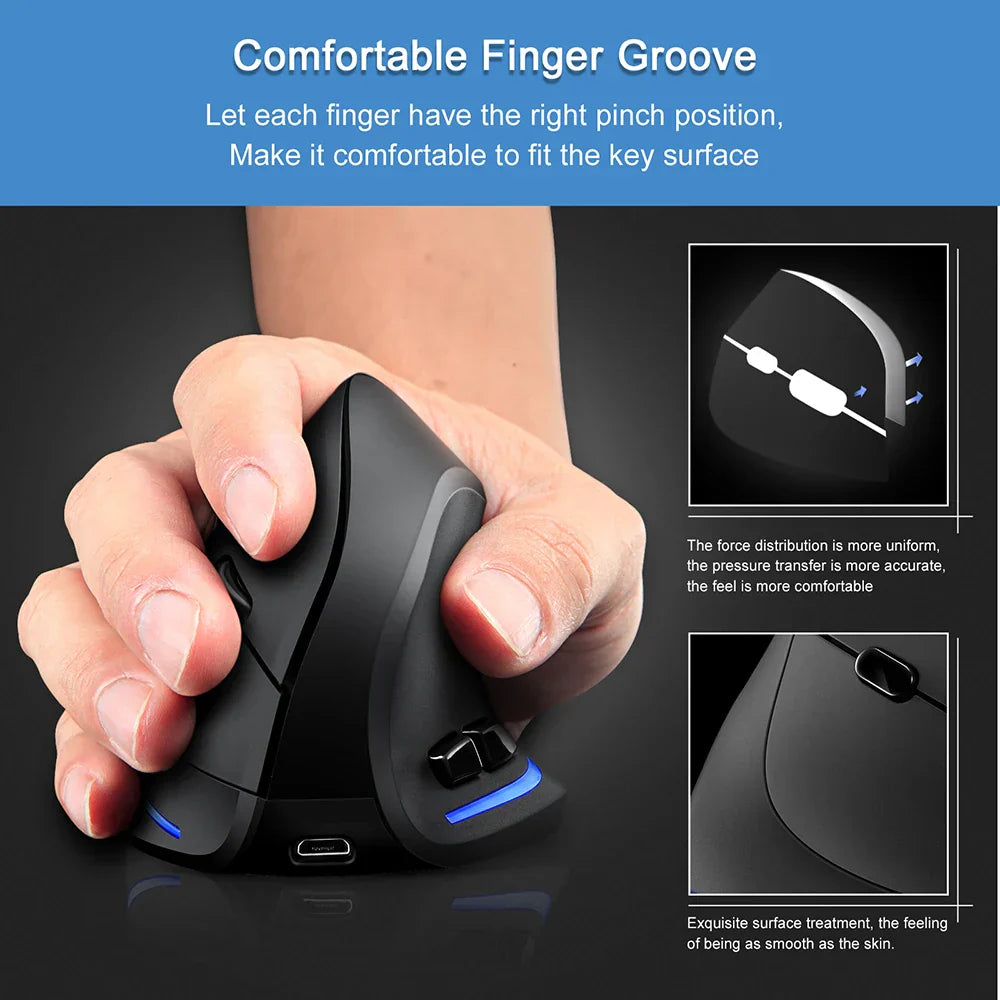 Lefon Wireless Vertical Mouse Ergonomic Mouse USB Rechargeable