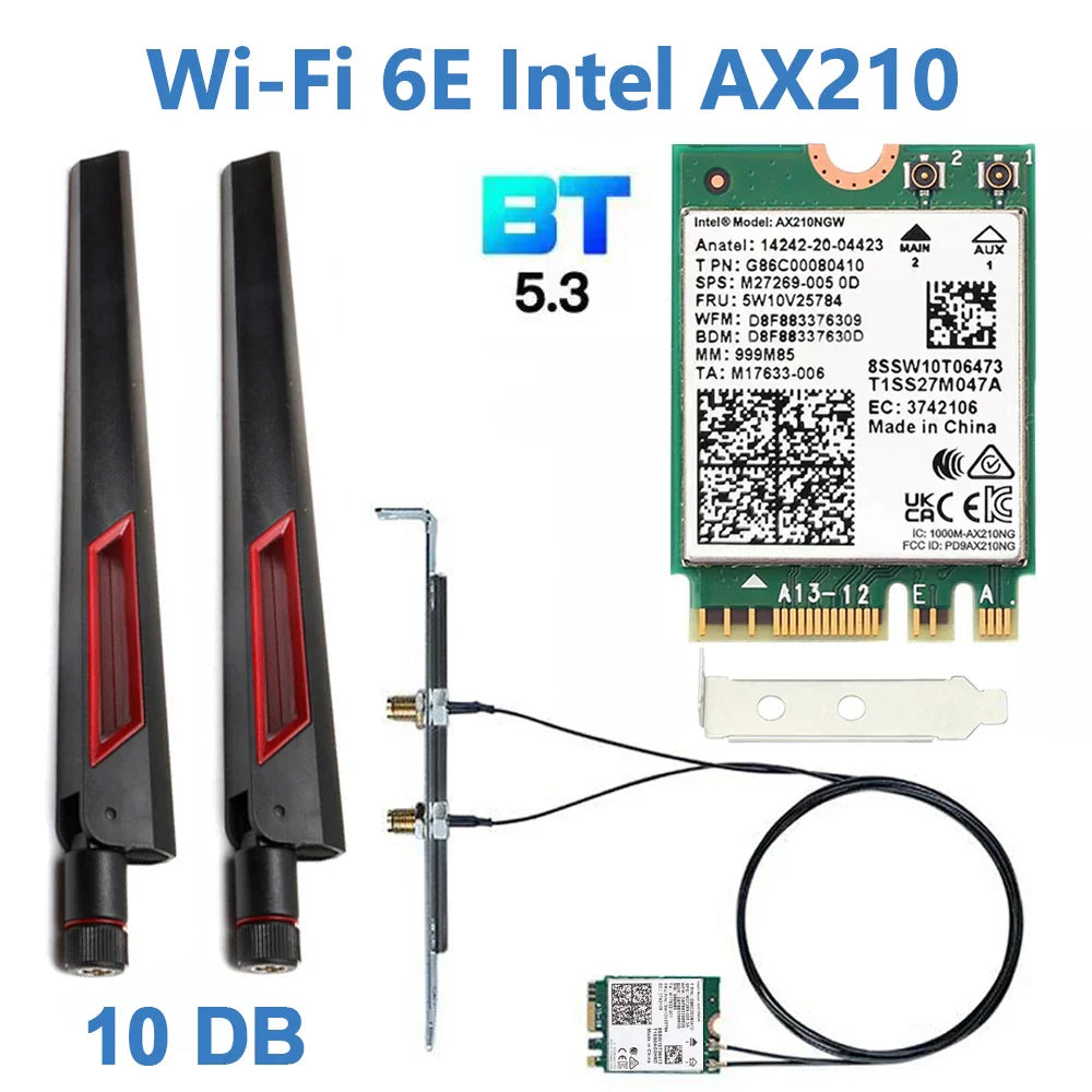 Intel AX210 WiFi Card 5374Mbps Bluetooth 5.3 Wi-Fi