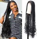 Kaylss 38‘’ Full Double Lace Front Knotless Box Braided Wigs with Baby Hair  Super Long Braids Wig With Curls Ends