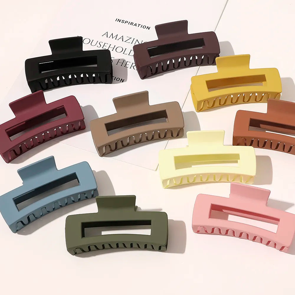 Simple Square Geometric Frosted Hair Claws Clamps Acetate