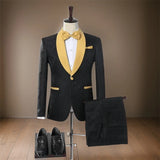 Floral Wedding Suits for Men with Gold Shawl