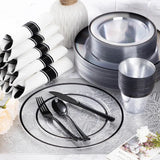 350 Piece Plastic Dinnerware Set for Party,Clear Disposable