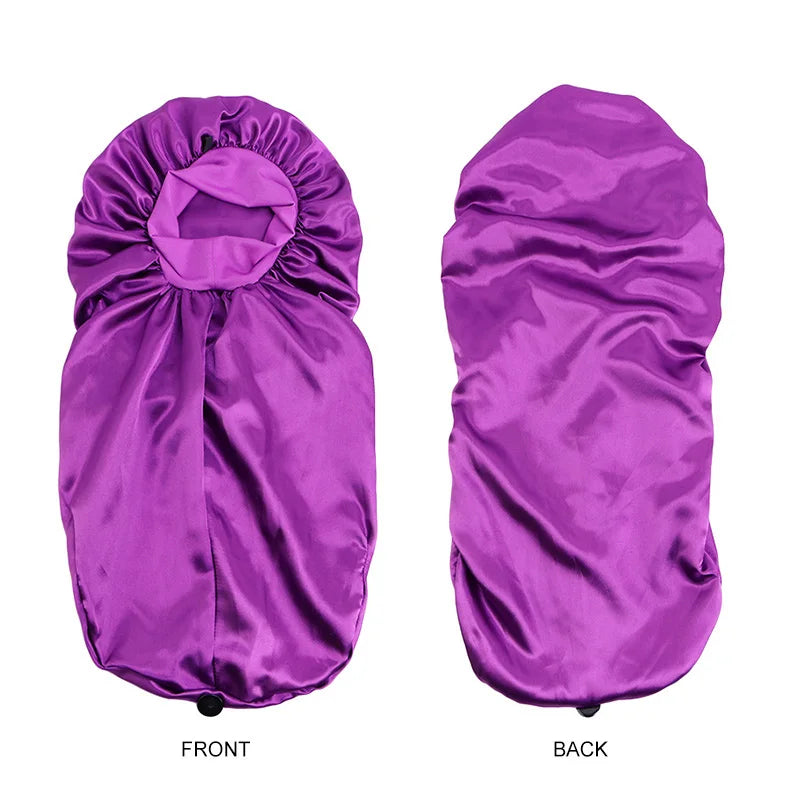 Satin Long Nightcap Wide Edge Adjustable Bonnet Women